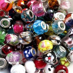 50 Piece Mix of European Large Hole Glass Beads 14